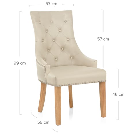 Ascot Oak Dining Chair Cream Leather