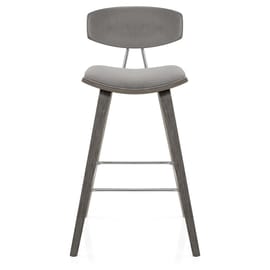 Henley Wooden Stool Grey Velvet