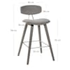 Henley Wooden Stool Grey Velvet