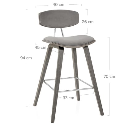 Henley Wooden Stool Grey Velvet Dimensions