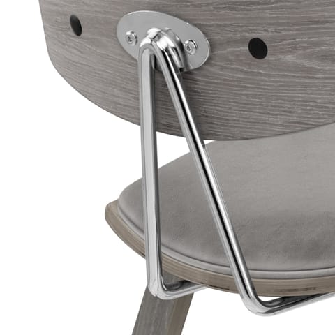 Henley Wooden Stool Grey Velvet