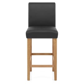 Tetbury Oak Bar Stool Black Leather