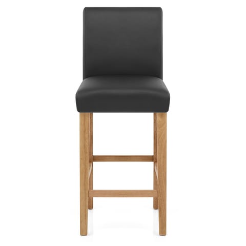 Tetbury Oak Bar Stool Black Leather