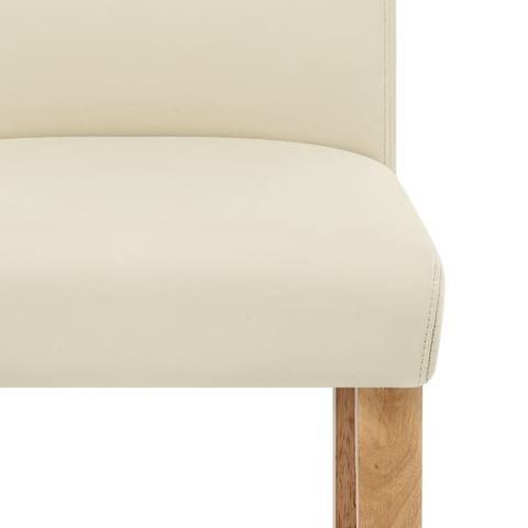 Tetbury Oak Bar Stool Cream Leather