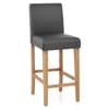 Tetbury Oak Bar Stool Grey Leather