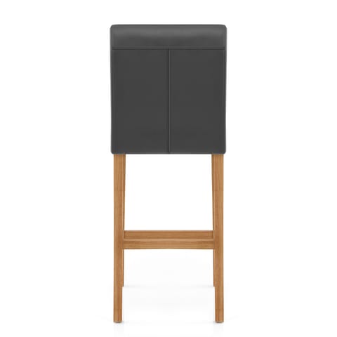 Tetbury Oak Bar Stool Grey Leather