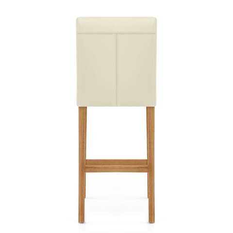 Tetbury Oak Bar Stool Cream Leather
