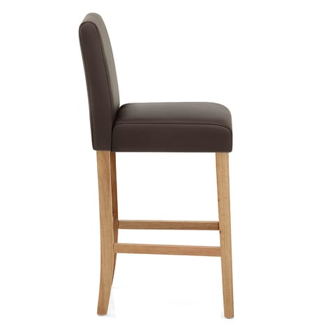 Tetbury Oak Bar Stool Brown Leather