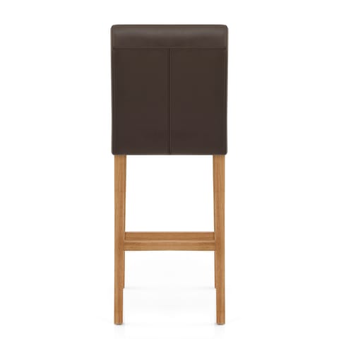 Tetbury Oak Bar Stool Brown Leather