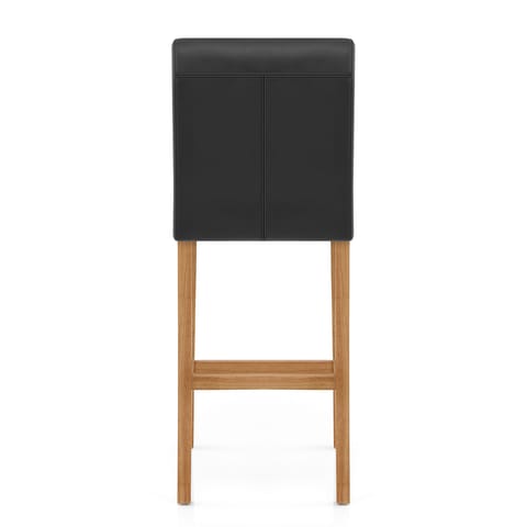 Tetbury Oak Bar Stool Black Leather