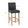 Tetbury Oak Bar Stool Black Leather