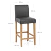 Tetbury Oak Bar Stool Grey Leather