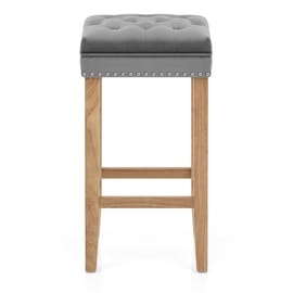 Belgravia Oak Stool Grey Velvet