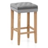 Belgravia Oak Stool Grey Velvet