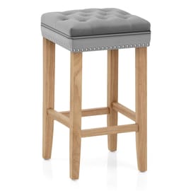 Belgravia Oak Stool Grey Velvet