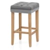 Belgravia Oak Stool Grey Velvet