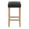 Chelsea Oak Stool Black Leather
