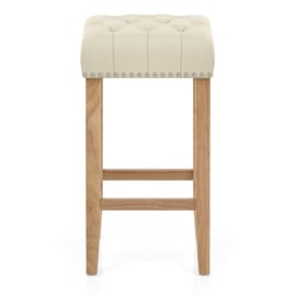 Chelsea Oak Stool Cream Leather