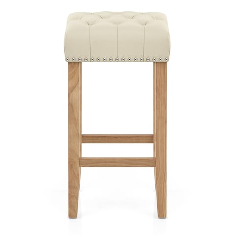 Chelsea Oak Stool Cream Leather