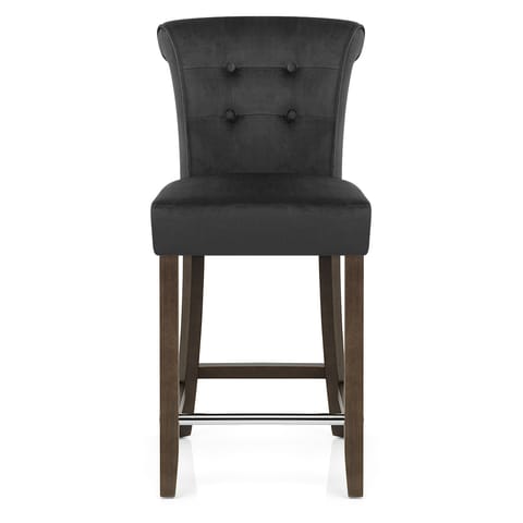 Carlton Scroll Back Stool Black Velvet