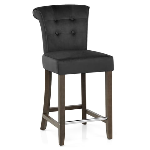 Carlton Scroll Back Stool Black Velvet