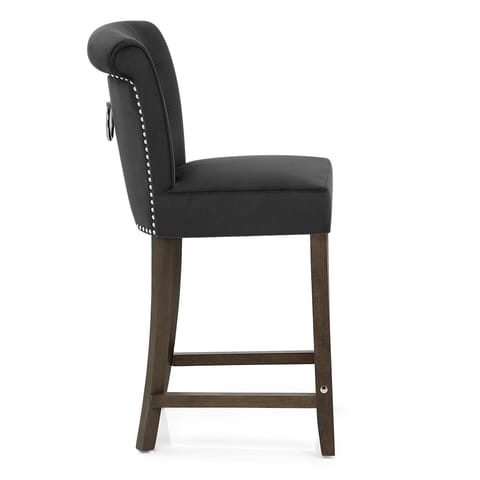 Carlton Scroll Back Stool Black Velvet