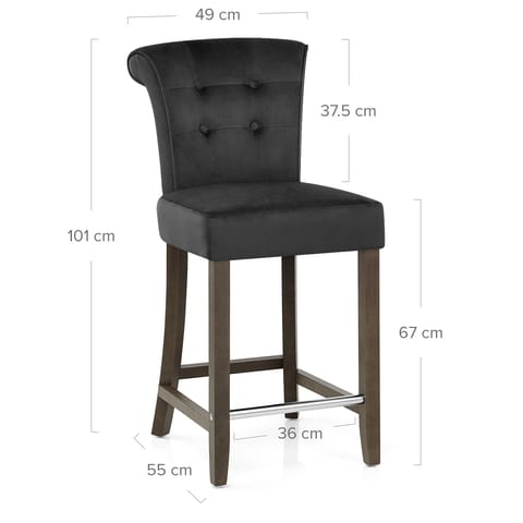 Carlton Scroll Back Stool Black Velvet