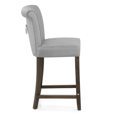 Carlton Scroll Back Stool Grey Velvet