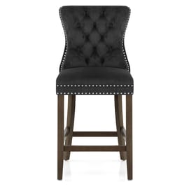 Kensington Wooden Stool Black Velvet