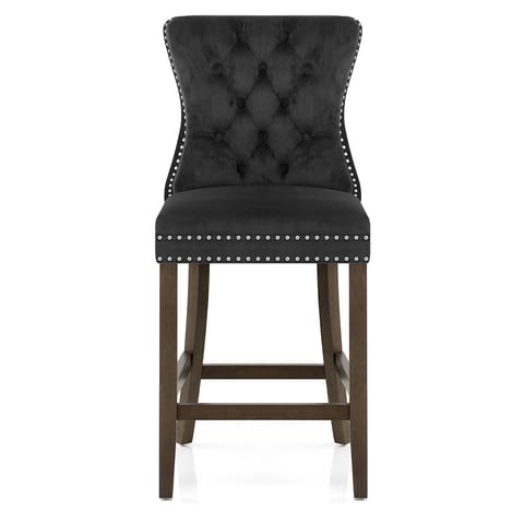 Kensington Wooden Stool Black Velvet