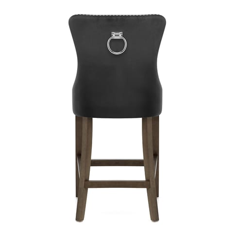 Kensington Wooden Stool Black Velvet