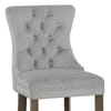 Kensington Wooden Stool Grey Velvet