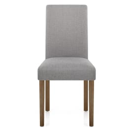 Chicago Oak Chair Grey Fabric