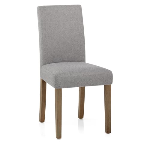 Chicago Oak Chair Grey Fabric
