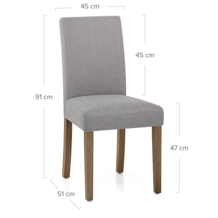 Chicago Oak Chair Grey Fabric Dimensions