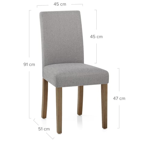 Chicago Oak Chair Grey Fabric