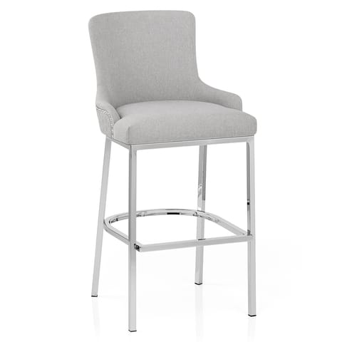 Blush Bar Stool Light Grey Fabric