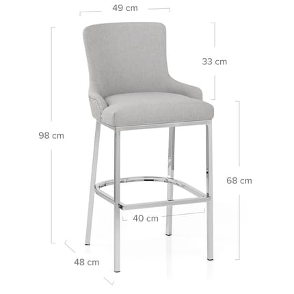 Blush Bar Stool Light Grey Fabric Dimensions