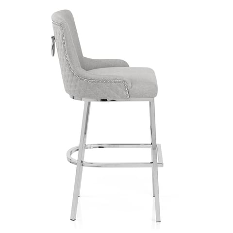 Blush Bar Stool Light Grey Fabric