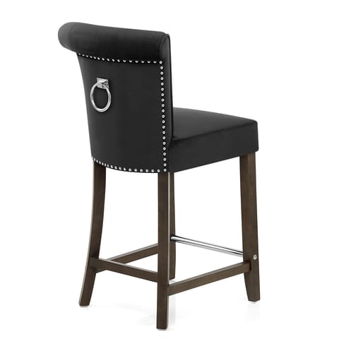 Carlton Scroll Back Stool Black Velvet