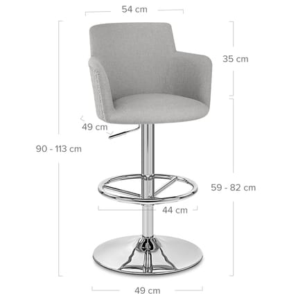 Vogue Bar Stool Grey Fabric Dimensions