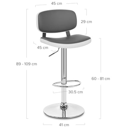 Edge Bar Stool White & Grey Dimensions