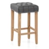 Chelsea Oak Stool Grey Leather