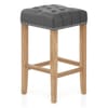 Chelsea Oak Stool Grey Leather
