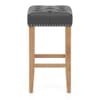 Chelsea Oak Stool Grey Leather