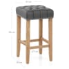 Chelsea Oak Stool Grey Leather