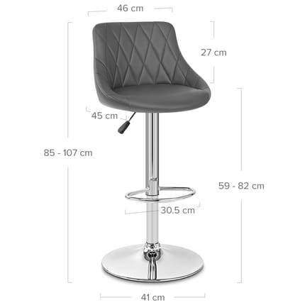 Stitch Bar Stool Grey Dimensions