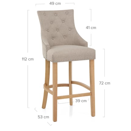 Ascot Oak Stool Tweed Fabric Dimensions