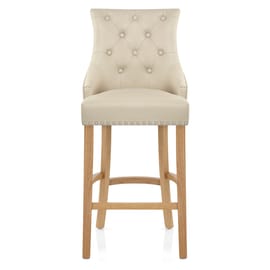 Ascot Oak Stool Cream Leather