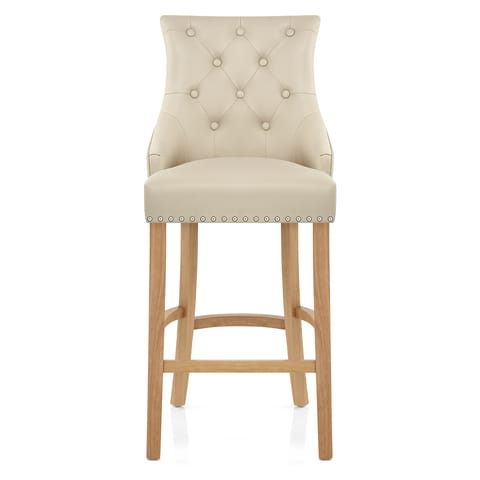 Ascot Oak Stool Cream Leather